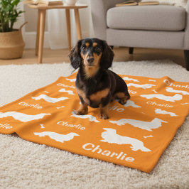 Long Hair Dachshund Personlig Doxie Blanket Fleecefilt