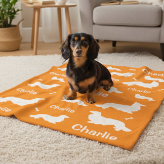 Long Hair Dachshund Personlig Doxie Blanket Fleecefilt