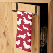 Long Hair Dachshund Red Wiener Hund Kitchen Towel