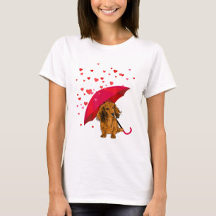 Long Hair Dachshund Rining Hearts Valentine Day T Shirt