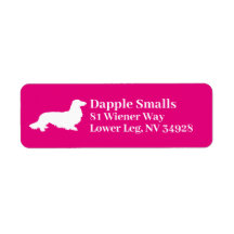Long Hair Dachshund | Rosa Returadressetikett
