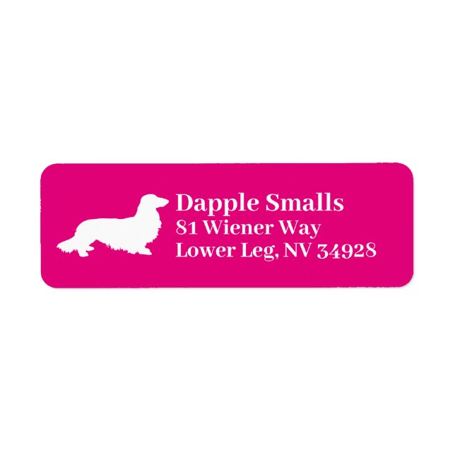 Long Hair Dachshund | Rosa Returadressetikett Returadress Etikett (Framsidan)