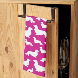 Long Hair Dachshund Shock rosa Kitchen Towel Kökshandduk