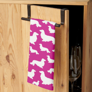 Long Hair Dachshund Shock rosa Kitchen Towel Kökshandduk