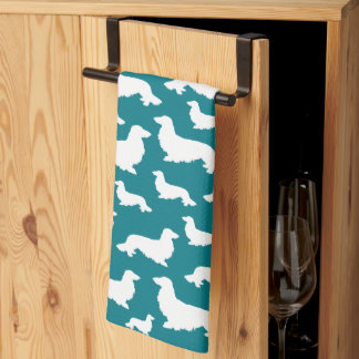 Long Hair Dachshund Teal Wiener Hund Kitchen Towel Kökshandduk