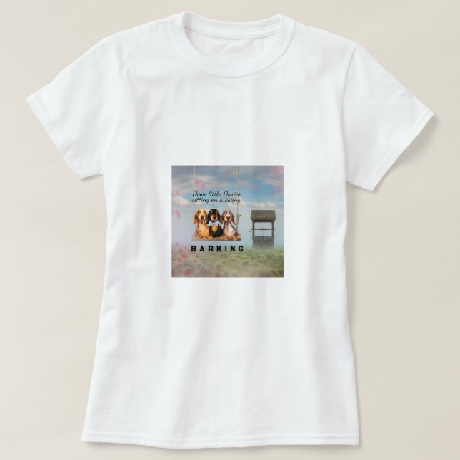 Long Hair Dachshunds Swinging Tee Shirt (Design framsida)