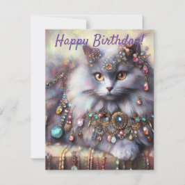 Long Hair Grått Cat Jewstones Gemstones Birthday C