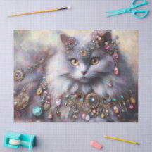 Long Hair Grått Nebelung Cat Kattunge Decoupage