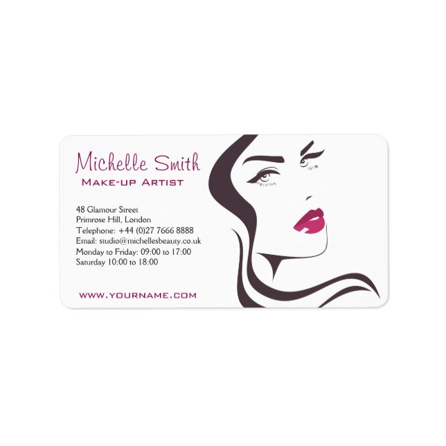 Long Hair hårfrisör är konstnärer som varumärkespr Adressetikett (Framsidan)