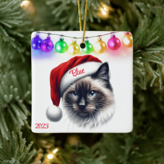 Long Hair Siamese Cat jul Julgransprydnad Keramik