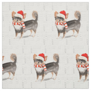 Long-Halls Chihuahua Santa Hund Woof Ord Art Tyg