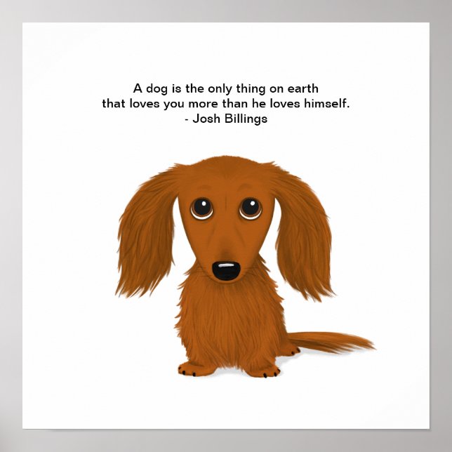 Long-hårig Dachshund med Josh Billings Quote Poster (Framsidan)