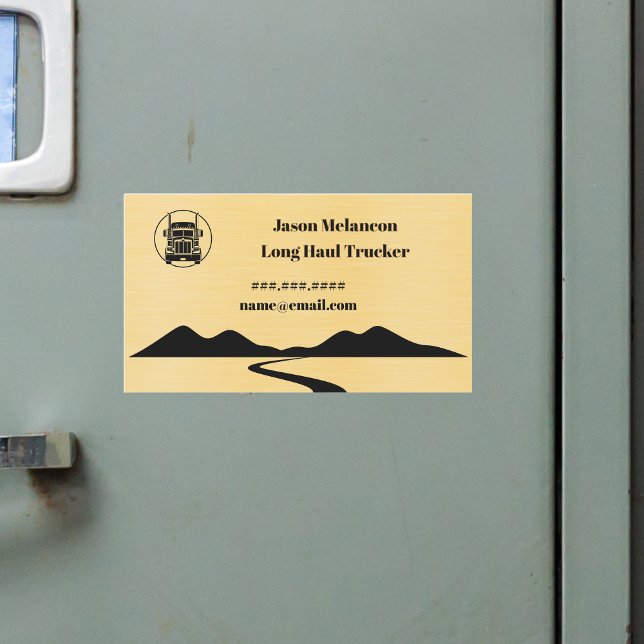 Long Haul Trucker Gold Truck Road Mountain Magnet (Skapare uppladdad)