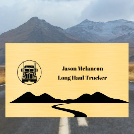 Long Haul Trucker Gold Truck Road n Mountains Art Visitkort