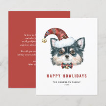 Long-högparat Chihuahua Lycklig Howlidays-kort