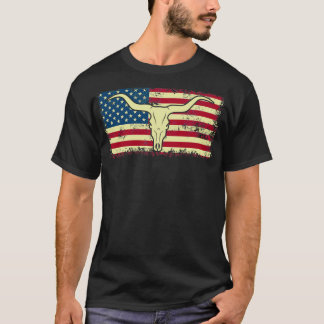 Long Horn American Flagga longhorn älskare T Shirt
