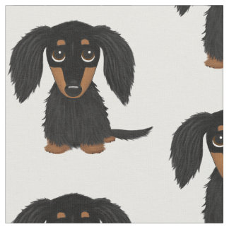 Long Hred Black och Tan Dachshund Tecknad hund Tyg