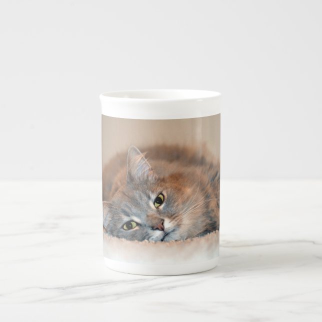 Long Hved Blue Russian Cat av Shirley Taylor Benporslin Mugg (Framsidan)