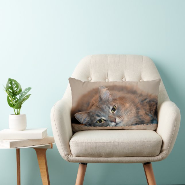 Long Hved Blue Russian Cat av Shirley Taylor Lumbarkudde (Stol)