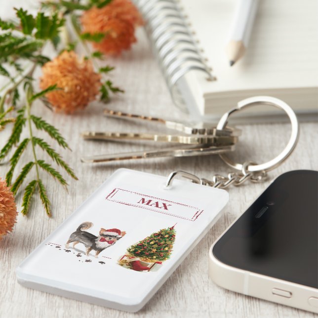 Long Hved Chihuahua Funny jul Hund Träd (Högra Framsidan)