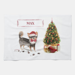 Long Hved Chihuahua Funny jul Hund Träd Kökshandduk