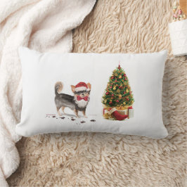 Long Hved Chihuahua Funny jul Hund Träd Lumbarkudde