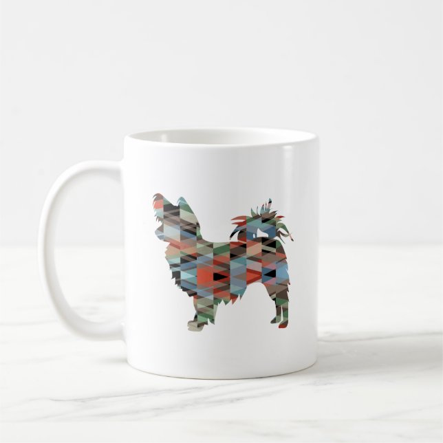 Long-Hved Chihuahua Geo Silhouette Play Coffee Kaffemugg (Vänster)