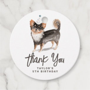 Long Hved Chihuahua Hund Birthday Tack Gåvor Etiketter