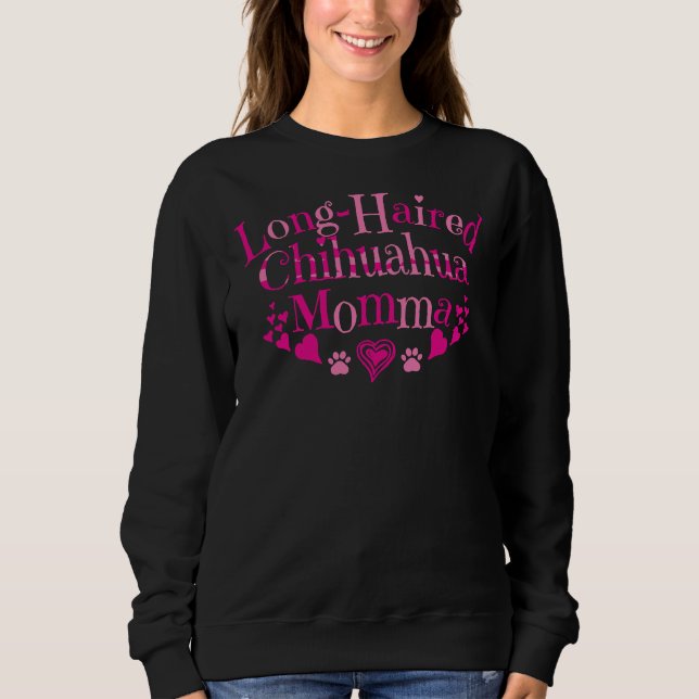 Long Hved Chihuahua Momma Rosa Hearts Passande Sco T Shirt (Framsida)