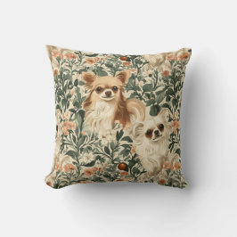 Long Hved Chihuahuas William Morris stil blommigt Kudde