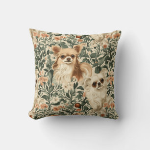 Long Hved Chihuahuas William Morris stil blommigt Kudde