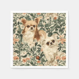 Long Hved Chihuahuas William Morris stil blommigt Pappersservett
