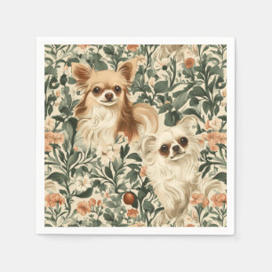 Long Hved Chihuahuas William Morris stil blommigt Pappersservett