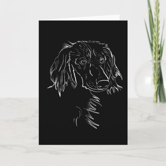 Long Hved Dachshund Hund Teckning Kort (Framsida)