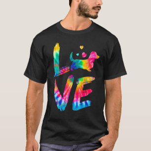 Long Hved Dachshund Tie Dye Kärlek Hund Mamma Papp T Shirt