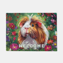 Long Hved Guinea Gris bland blommor