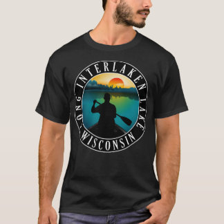 Long Interlaken Sjö Wisconsin Canoeing T Shirt