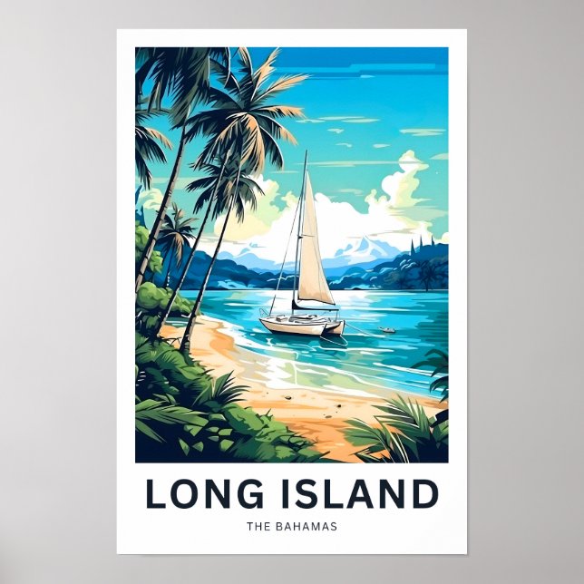 Long Island Bahamas Travel Print Poster (Framsidan)