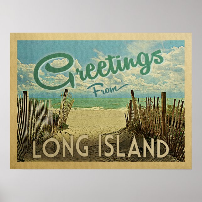Long Island Beach Vintage resor Poster (Framsidan)