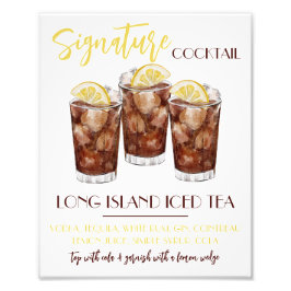 Long Island Iced Tea Signature Cocktail Recipe Fototryck