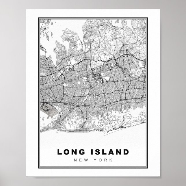 Long Island Karta Poster (Framsidan)
