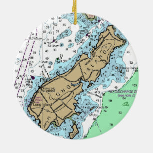 Long Island Maine Chart Julgransprydnad Keramik