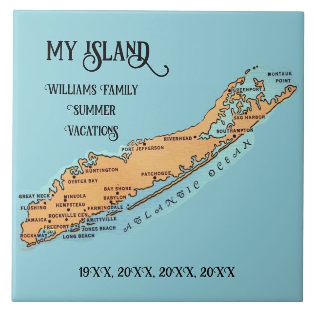 Long Island - Minneskeramikplatta för semester Kakelplatta (Framsidan)