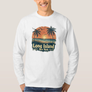 Long Island New York Retro Beach Vibes T Shirt