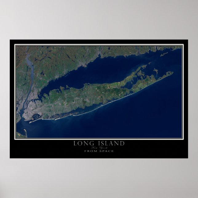 Long Island New York Satellite Poster Karta (Framsidan)