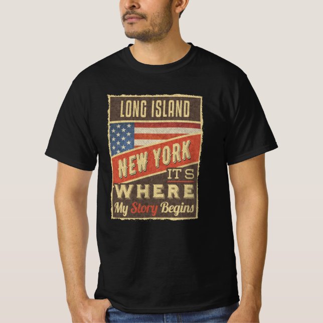 Long Island New York T Shirt (Framsida)
