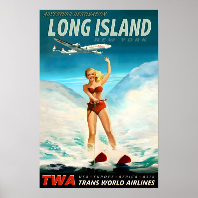 Long Island New York TWA Trans World Airlines Poster (Framsidan)