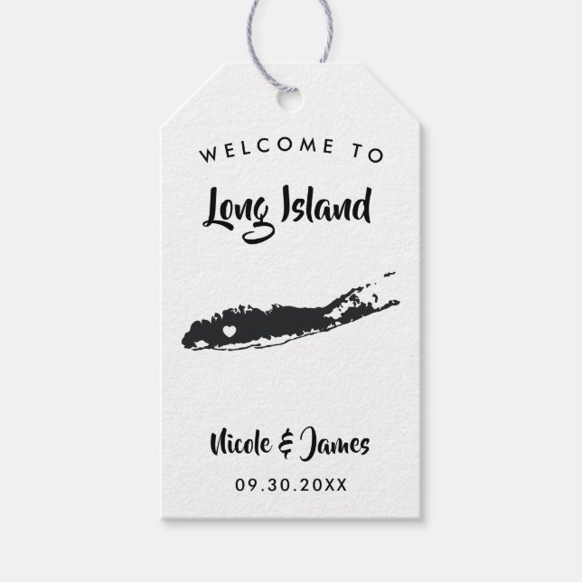 Long Island NY Bröllop Welcome Bag Märkre, Karta Presentetikett (Framsidan)