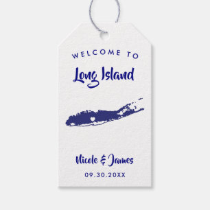 Long Island NY Bröllop Welcome Bag Märkre, Karta Presentetikett