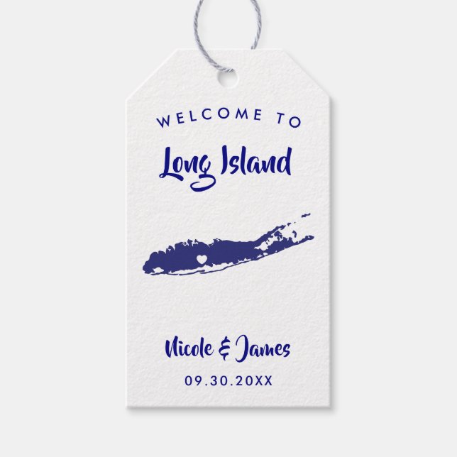 Long Island NY Bröllop Welcome Bag Märkre, Karta Presentetikett (Framsidan)